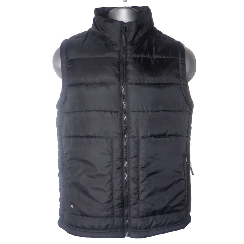 NatNast Puffer Vest Mens Small Black Quilted Zip Preppy Casual Winter Warm